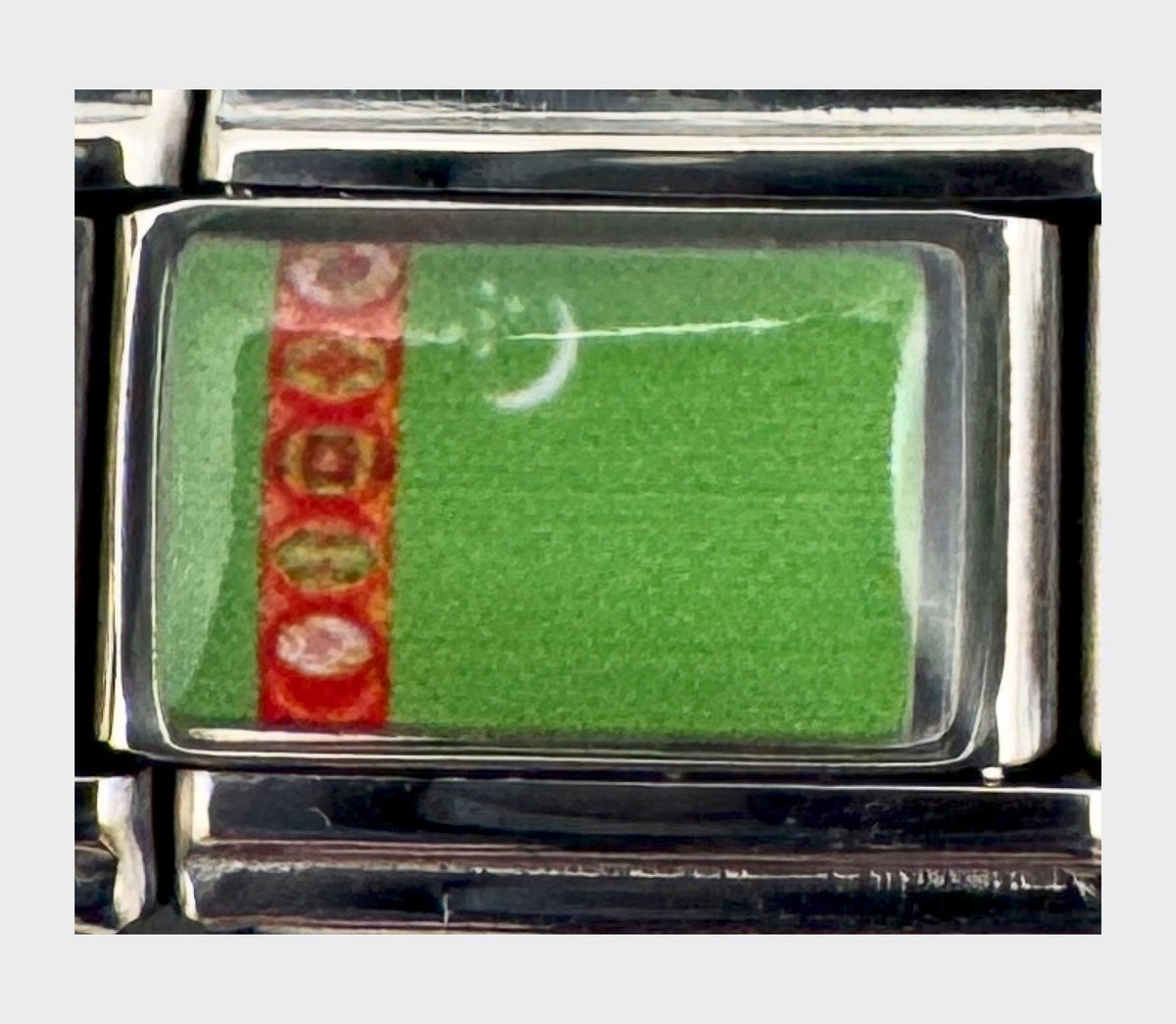Turkmenistan flag Italian charm