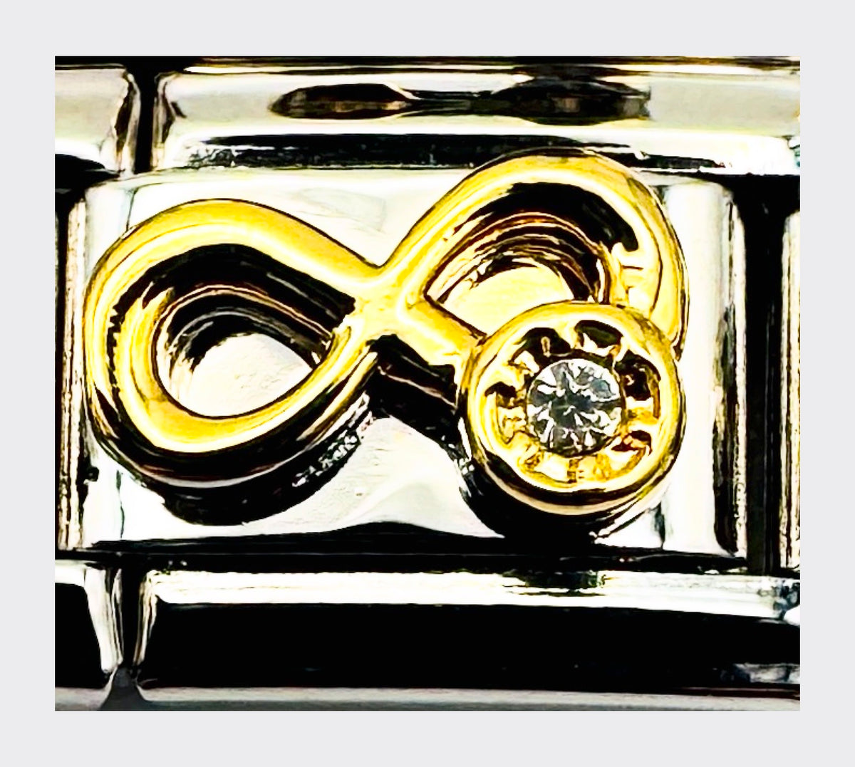 Infinity Crystal Italian Charm (Gold)