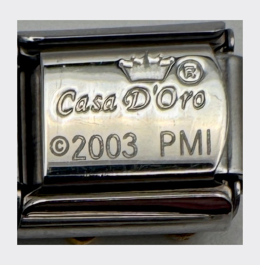 Vintage Casa d'Oro Precious Moments Baby Italian Charm - back stamp