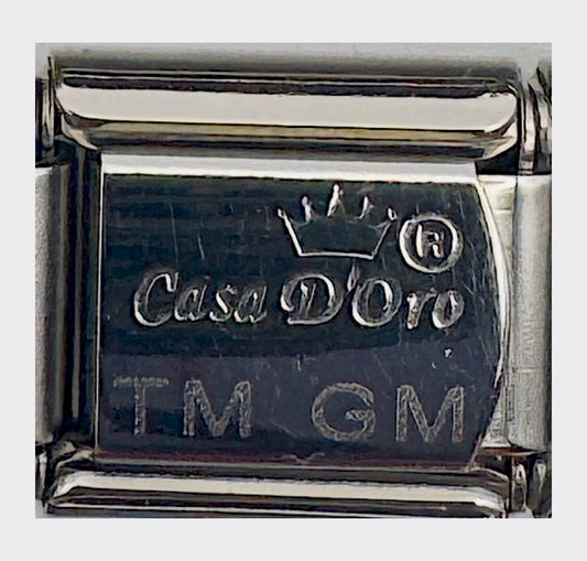 Vintage Casa d'Oro Corvette Checkered Italian Charm - back stamp
