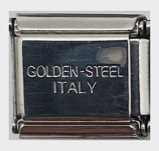 Vintage Golden Steel Italy Aloha Italian Charm - back stamp