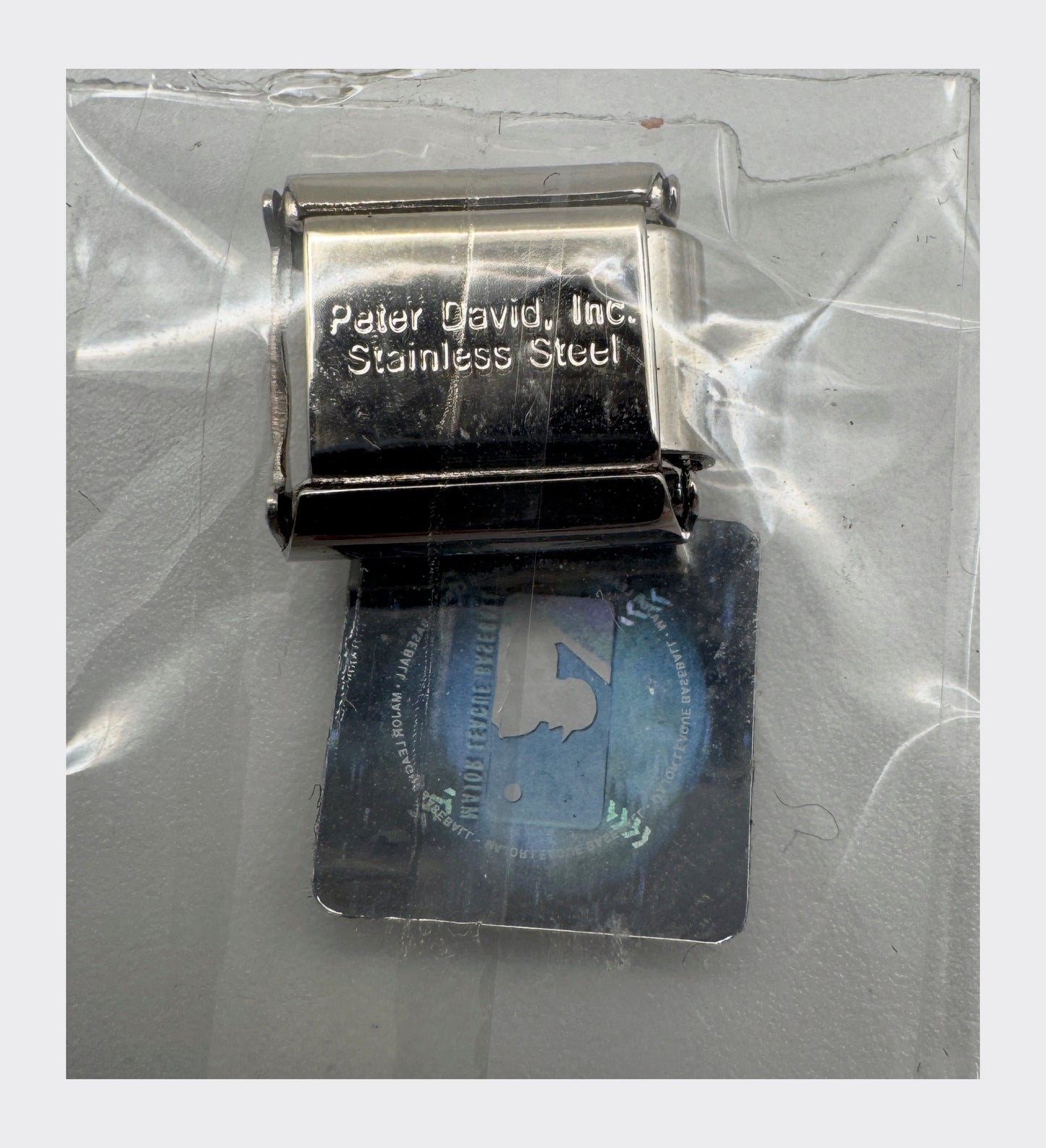 Peter David, Inc. backstamp with official MLB-licensed hologram seal