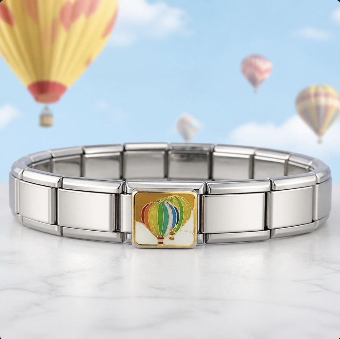 Hot Air Balloon Italian charm on bracelet
