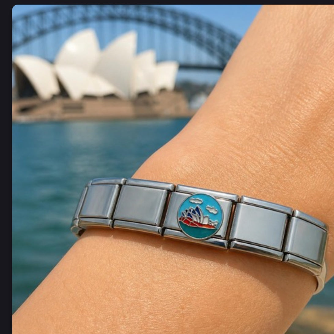 Sydney Opera House Italian charm on bracelet