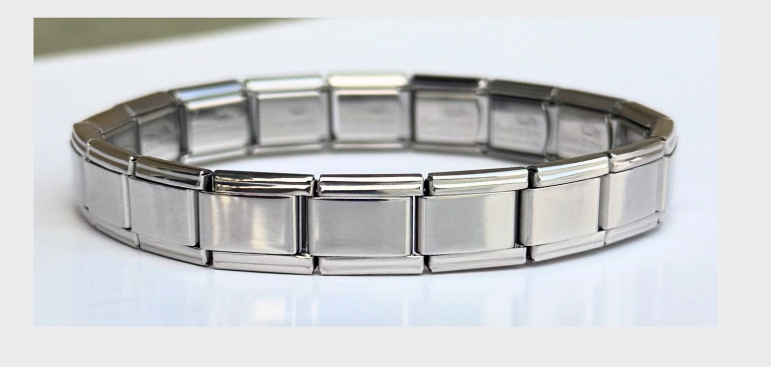 Charm the Globe Polished Stainless Steel Italian Charm Starter Bracelet