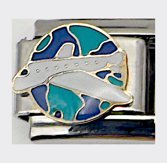 Airplane & Globe Italian Charm