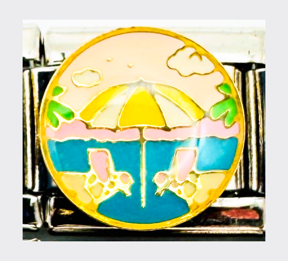 Beach Scene Italian Charm (Round, Chairs)