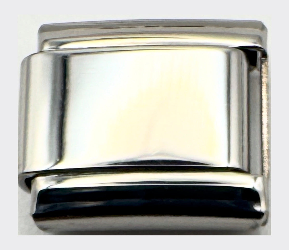 Blank Italian charm link, polished stainless steel