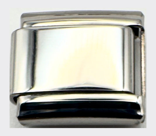 Blank Italian charm link, polished stainless steel