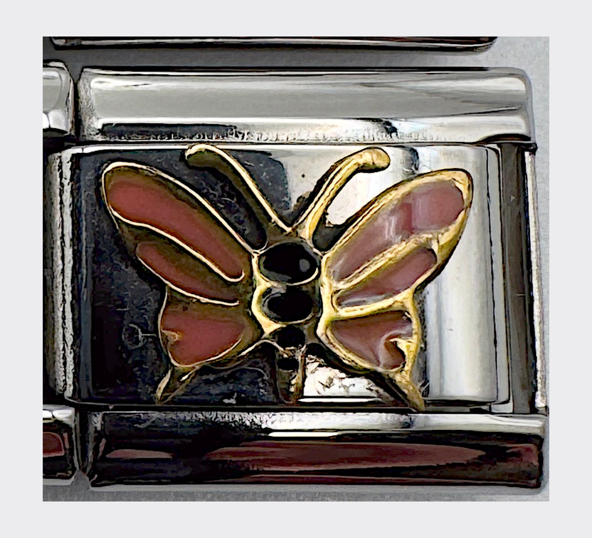 Butterfly Italian Charm (Pink & Black)