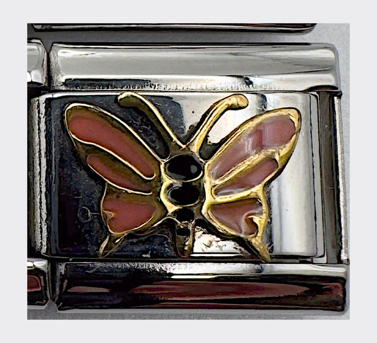 Butterfly Italian Charm (Pink & Black)