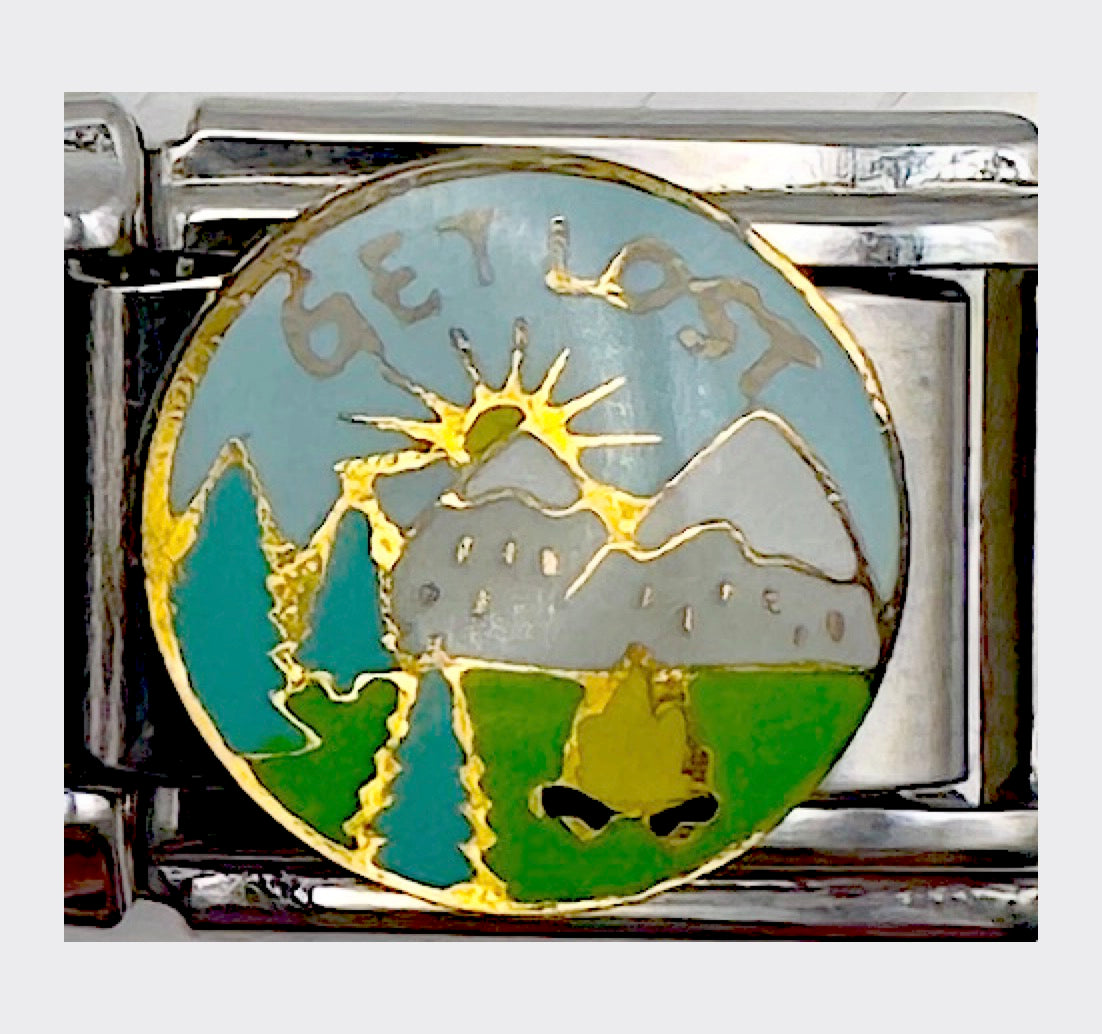 Get Lost Camping Italian charm link