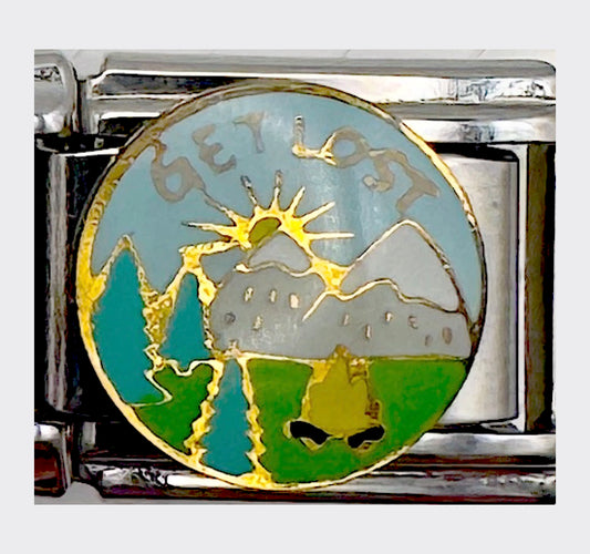 Get Lost Camping Italian charm link