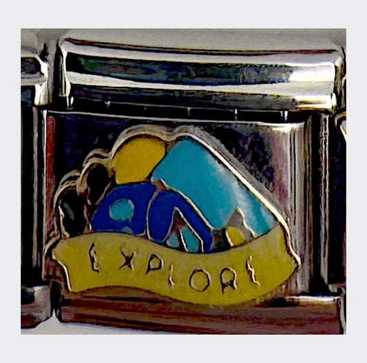 Explore Camping Italian charm link