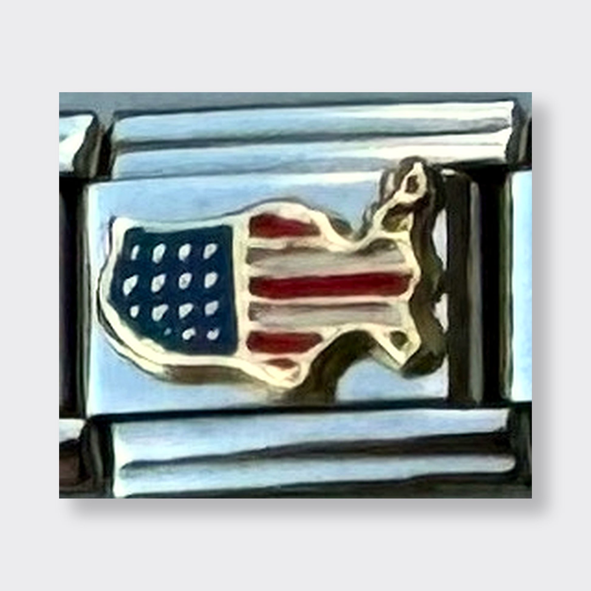 USA Flag Map Italian charm link