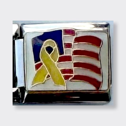 USA Yellow Ribbon Italian charm link