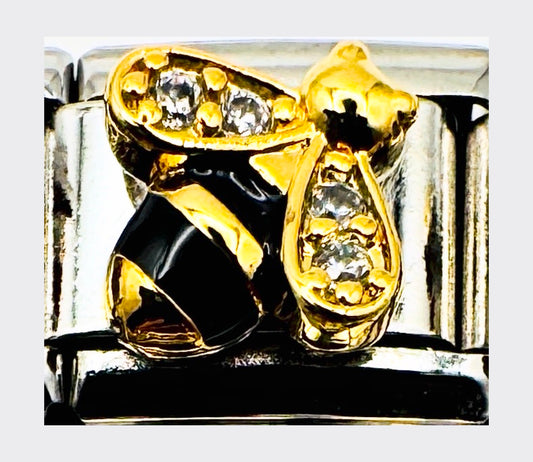 Gold Bee Crystal Italian Charm