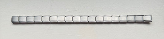 Matte stainless steel Italian charm bracelet, close-up detail