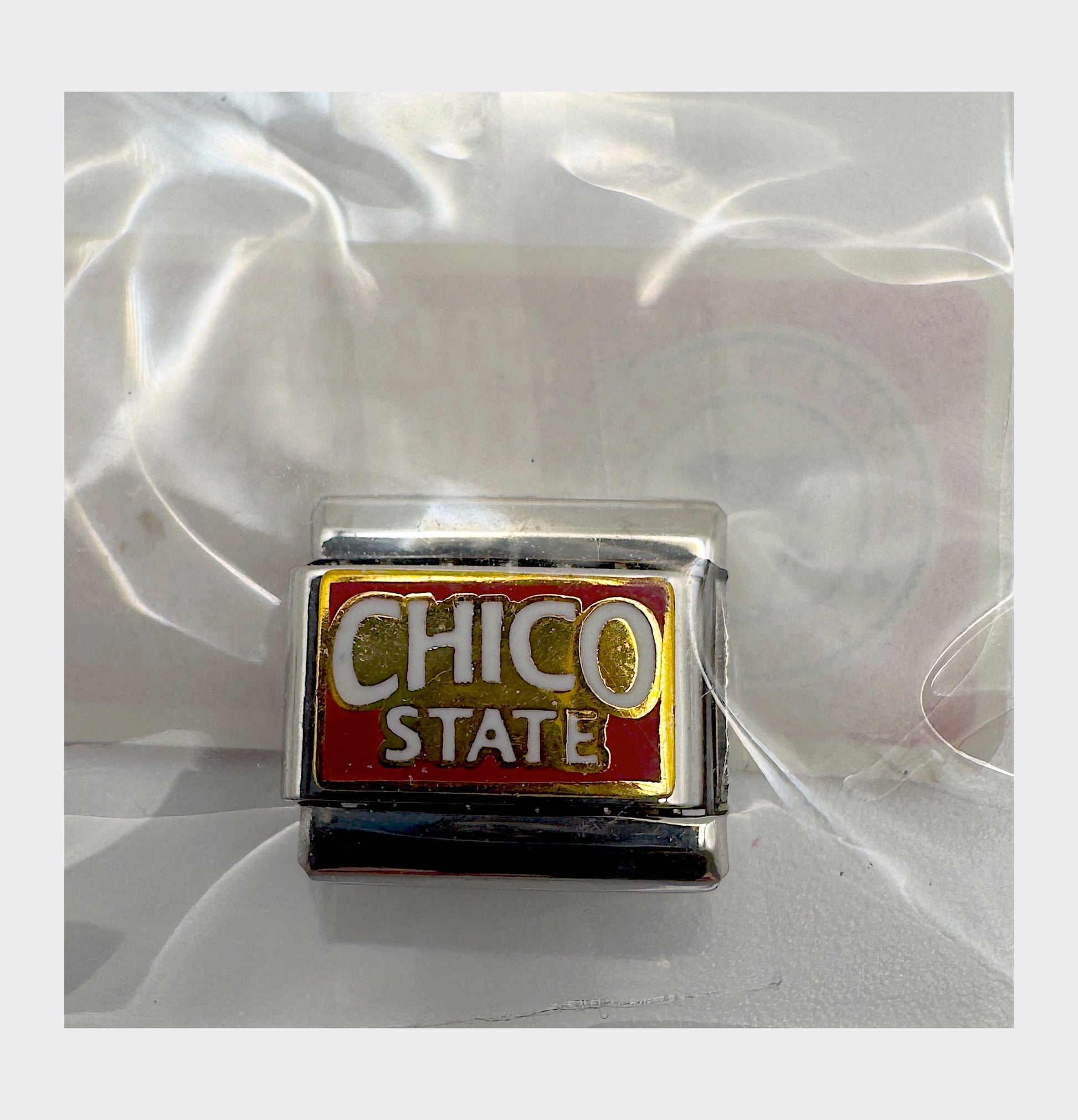 Vintage NCAA Chico State Italian charm, sealed in original packaging