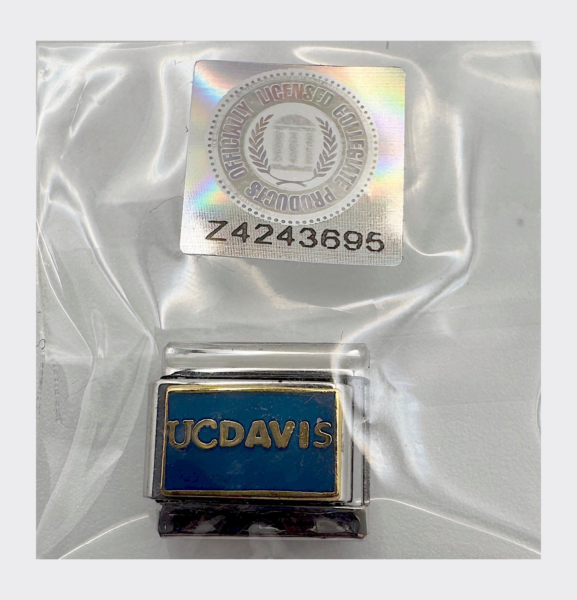 Vintage NCAA UC Davis Italian charm, sealed in original packaging