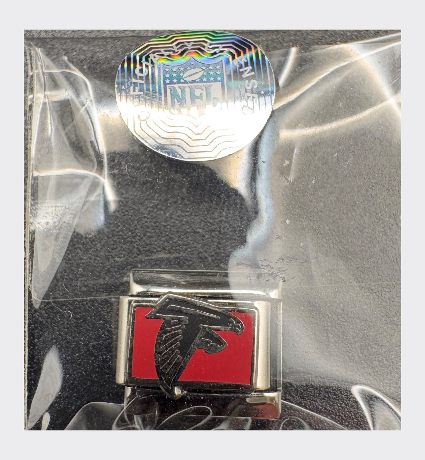 Vintage NFL Atlanta Falcons full-design Italian charm, sealed in original packaging