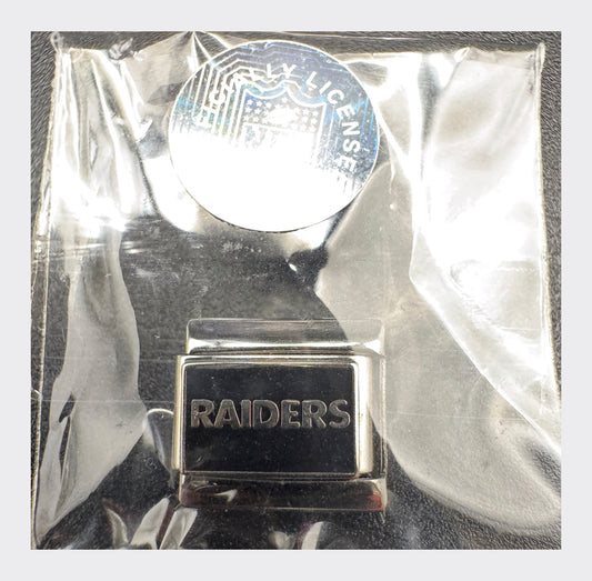 Vintage NFL Las Vegas Raiders black-design Italian charm, sealed in original packaging