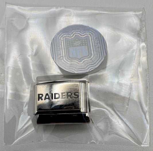 Vintage NFL Las Vegas Raiders Italian charm, sealed in original packaging with NFL hologram seal