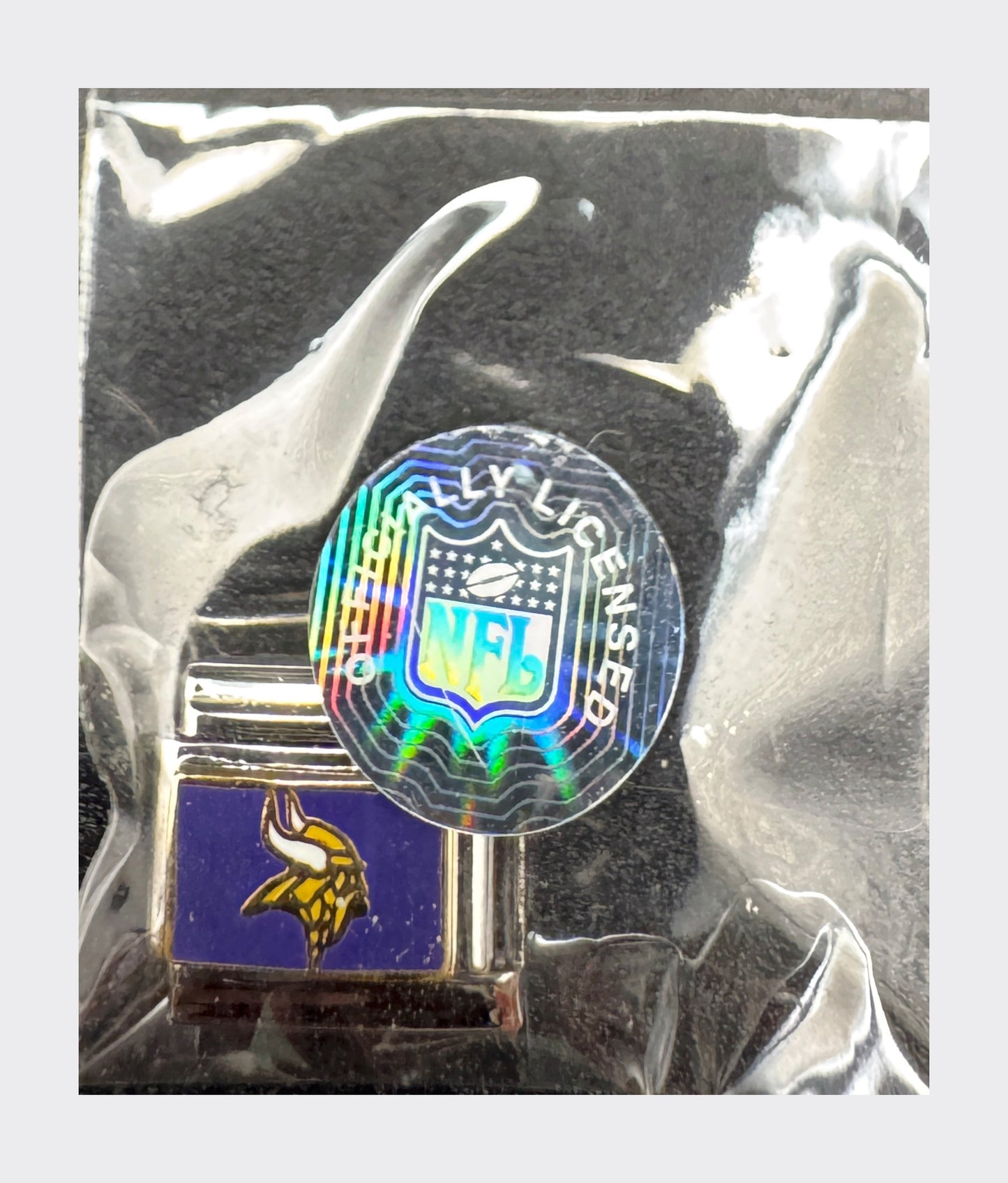 Vintage NFL Minnesota Vikings Italian charm, sealed in original packaging