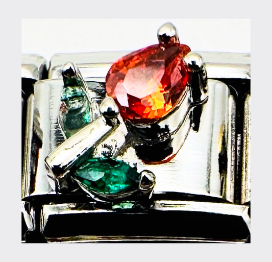 Red Rose Crystal Italian Charm