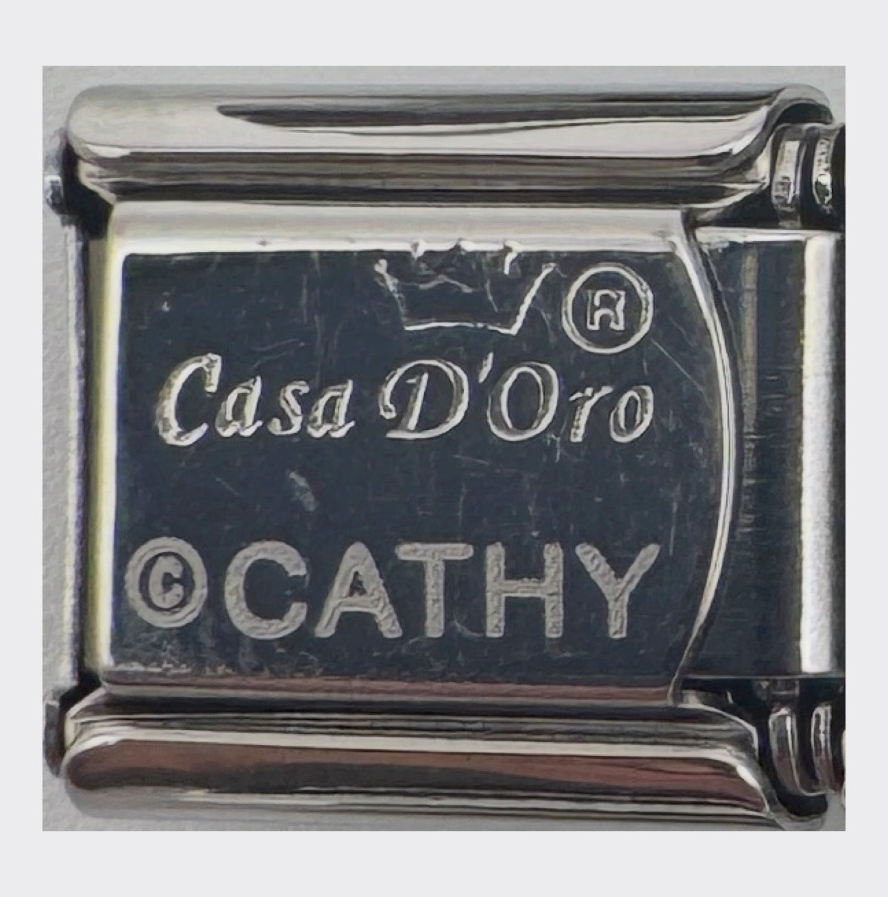 Vintage Casa d'Oro Cathy Head Italian Charm - back stamp