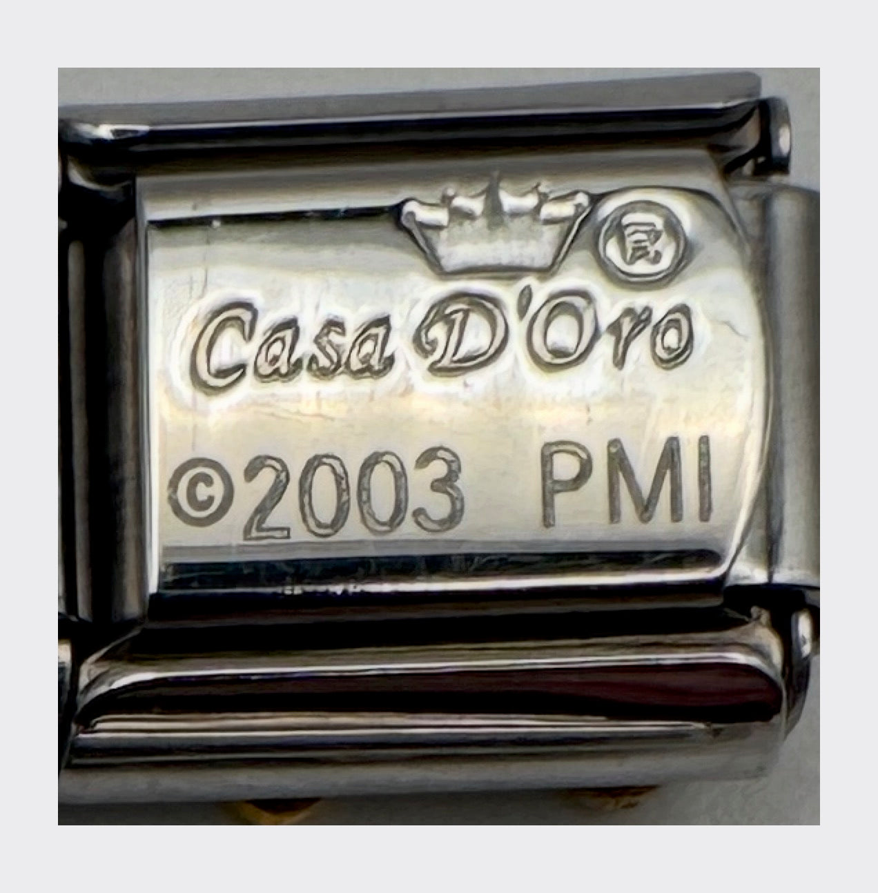 Vintage Casa d'Oro Precious Moments Baby Italian Charm - back stamp