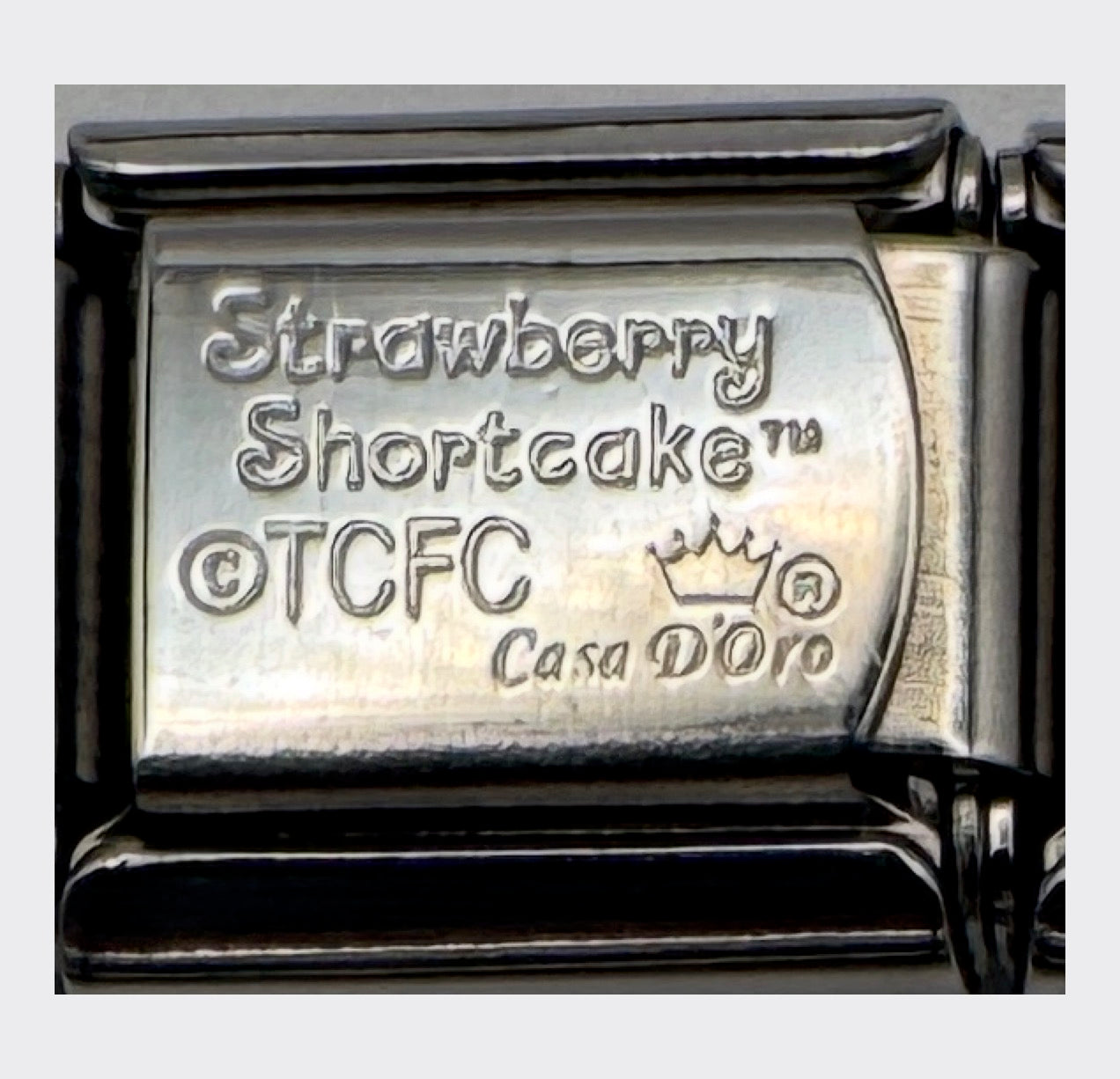 Vintage Casa d'Oro Strawberry Shortcake Kitty Custard Italian Charm - back stamp