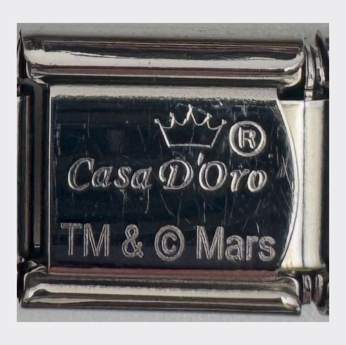 Vintage Casa d'Oro M&M Yellow Italian Charm - back stamp