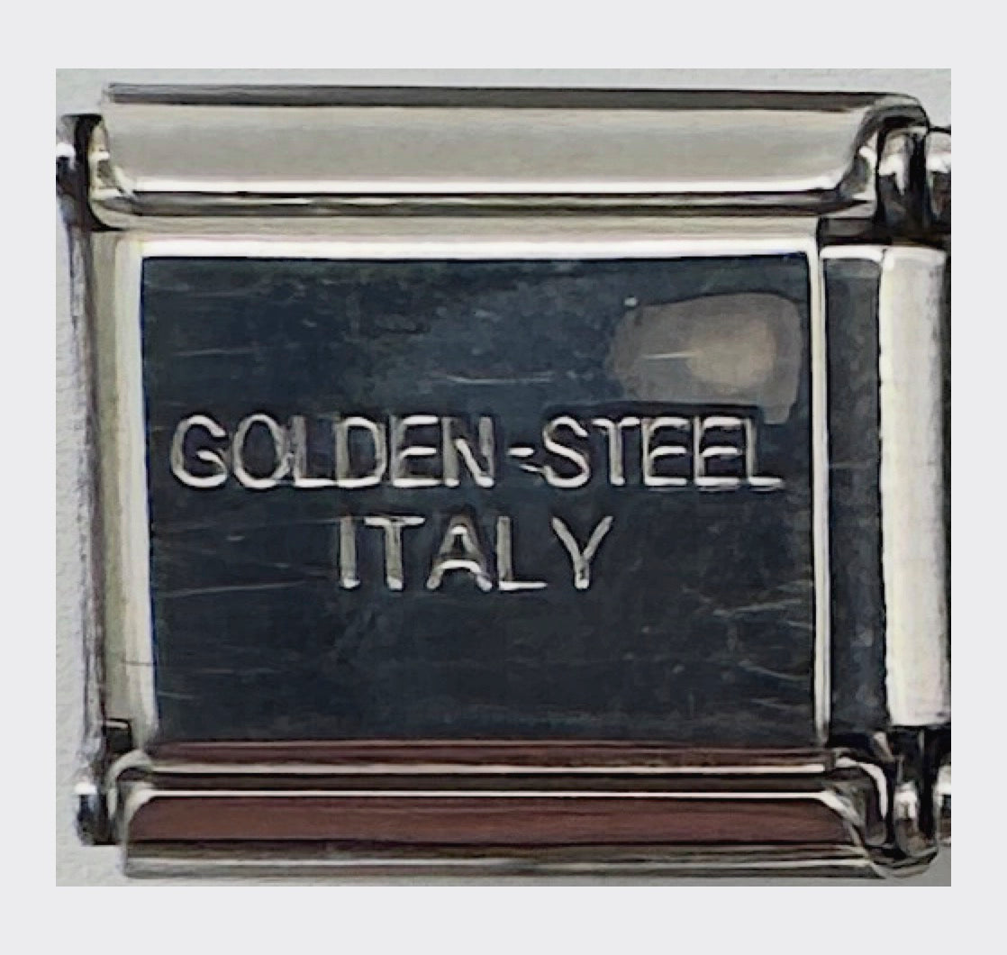 Vintage Golden Steel Italy Aloha Italian Charm - back stamp