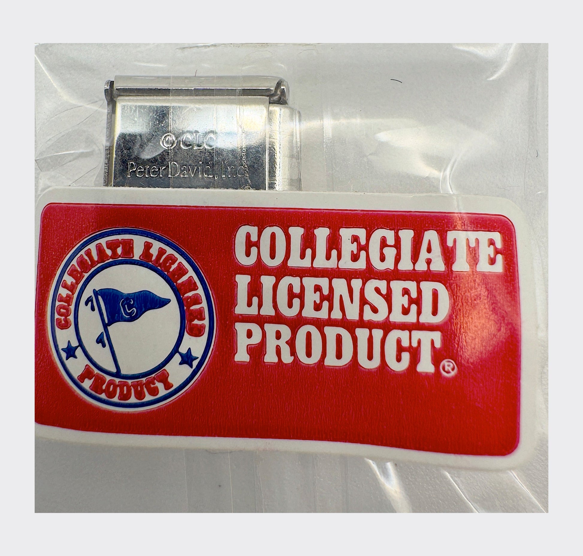 CLC / Peter David, Inc. backstamp with Collegiate Licensed Product hologram seal