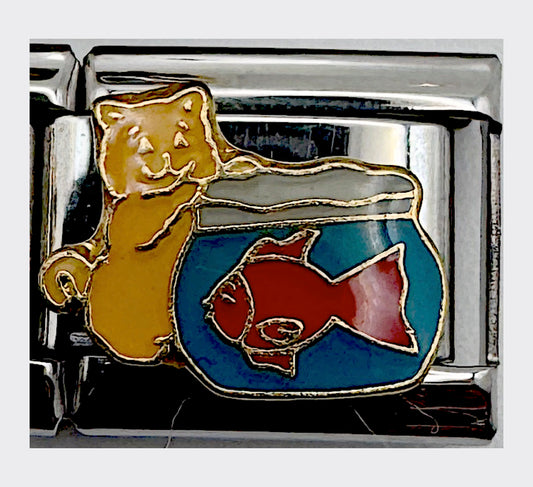 Vintage DLinq Cat (Fishbowl) Italian Charm