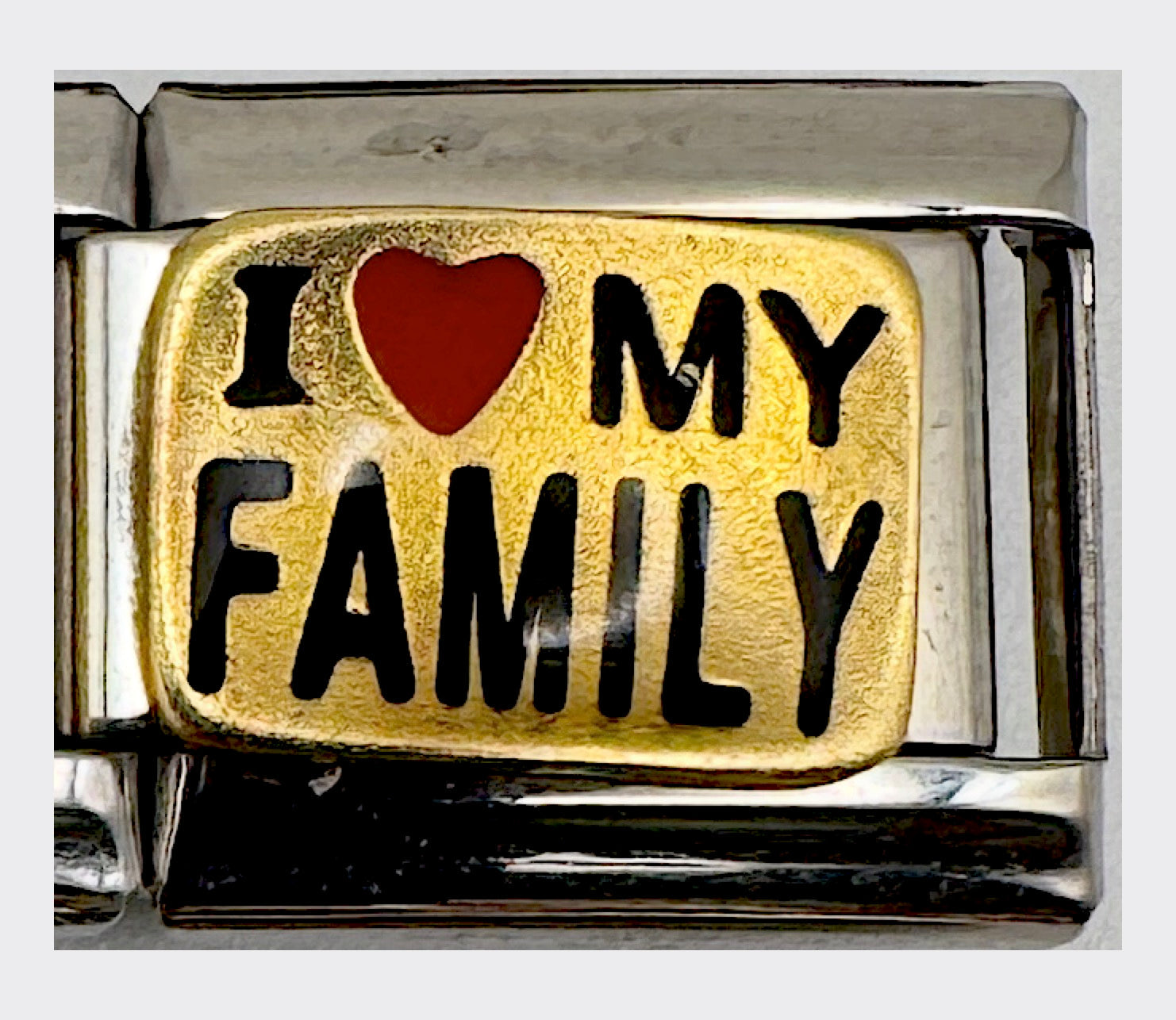 Vintage D'LinQ I Heart My Family Italian Charm, sealed in original packaging