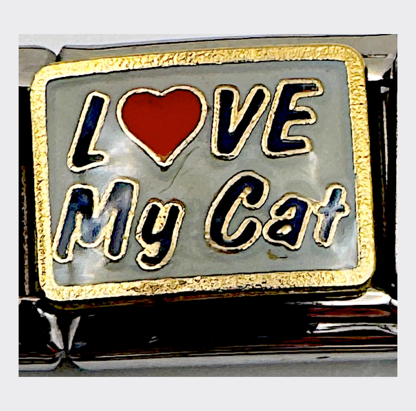 Vintage D'LinQ Love My Cat Italian Charm, sealed in original packaging
