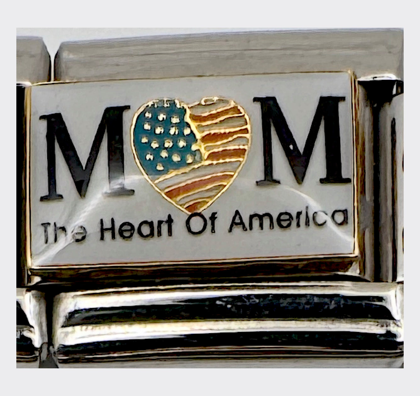 Vintage Casa d'Oro Mom Heart America Italian Charm, sealed in original packaging