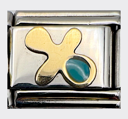 Vintage Yachting Gold Pacifier (Blue) Italian Charm