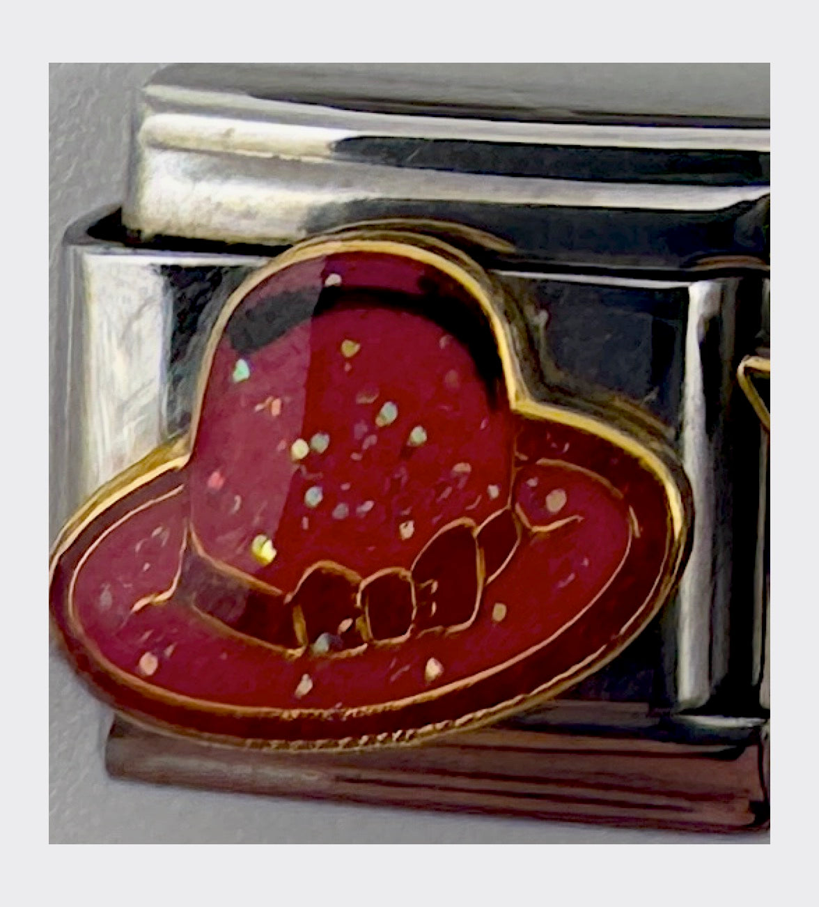 Vintage Casa d'Oro Red Hat Society Red Sparkle Italian Charm