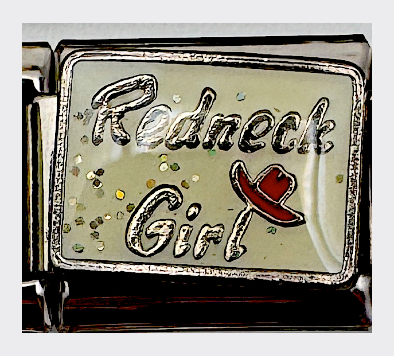 Vintage D'LinQ Redneck Girl Italian Charm, sealed in original packaging