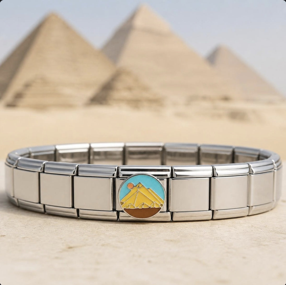 Pyramids Italian charm on bracelet