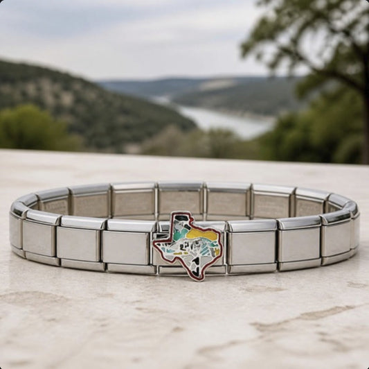 Texas State Italian charm on bracelet